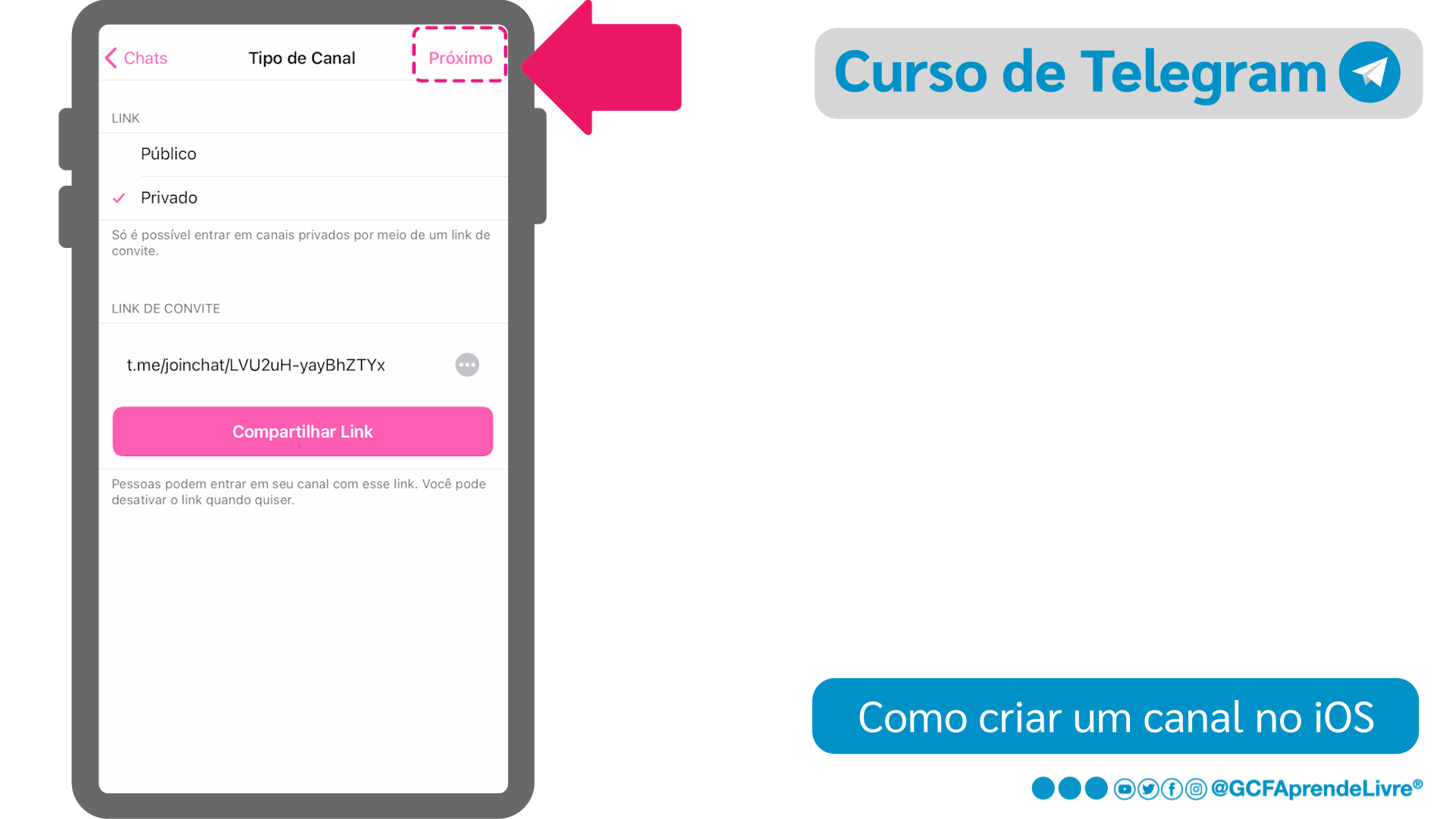 Como criar um canal do Telegram no iOS - passo 7